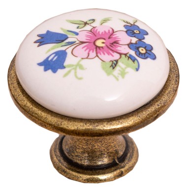 Porcelain knob blue flower AL de la Rustic Butique - 