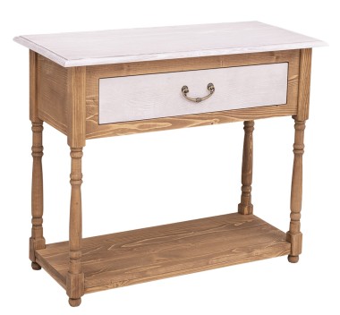 Consola cu 1 sertar de la Rustic Butique PS30 - Culoare Top_P080 - Culoare Corp_P001 - Culoare Sertare_P080 - DUBLU COLOR