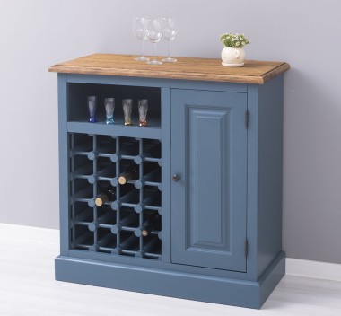 Mobilier mic pentru bar cu suport sticle de la Rustic Butique PS579 - Culoare Top_P064 - Culoare Corp_P051 - DUBLU COLOR