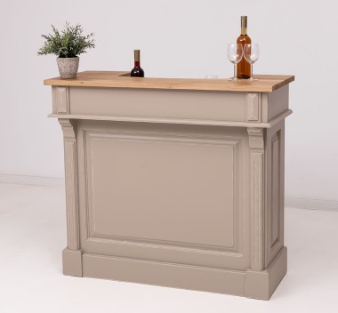 Bar cu suport pentru sticle de vin, blat stejar de la Rustic Butique PS671 - Culoare Top_P061 - Culoare Corp_P023A - DUBLU COLOR