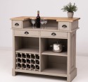 Bar cu suport pentru sticle de vin, blat stejar de la Rustic Butique PS671 - Culoare Top_P061 - Culoare Corp_P023A - DUBLU COLOR