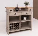 Bar cu suport pentru sticle de vin, blat stejar de la Rustic Butique PS671 - Culoare Top_P061 - Culoare Corp_P023A - DUBLU COLOR