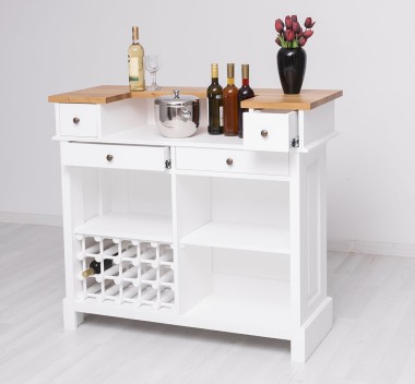 Bar cu suport pentru sticle de vin, blat stejar de la Rustic Butique PS671 - Culoare Top_P061 - Culoare Corp_P004 - DUBLU COLOR