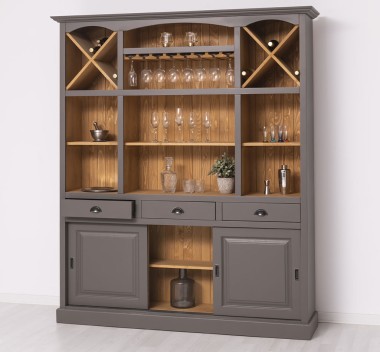 Mobilier de bar cu suport pentru pahare si sticle,180 cm de la Rustic Butique PS698 - Culoare Ext._P022 / Culoare Int._P002 - DUBLU COLOR