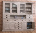 Bufet cu 4 usi, 8 sertare BAS + 4 usi sticla, 4 sertare, spatiu deschis SUP de la Rustic Butique PS404BAS + PS404SUP - Culoare_P067 - PERIAT ADANC