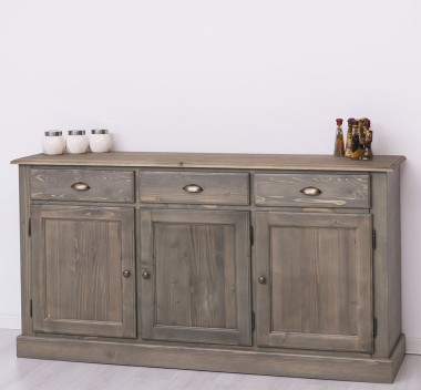 Bufet cu 3 usi, 3 sertare, BAS de la Rustic Butique PS265BAS - Culoare Top_P079 - Culoare Corp_P057 - DUBLU COLOR