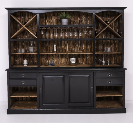 Mobilier de bar cu suport pentru pahare si sticle BAS + SUP de la Rustic Butique PS699BAS+SUP - Culoare Ext._P150 / Culoare Int._P064 - DUBLU COLOR