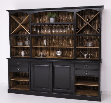 Mobilier de bar cu suport pentru pahare si sticle BAS + SUP de la Rustic Butique PS699BAS+SUP - Culoare Ext._P150 / Culoare Int._P064 - DUBLU COLOR