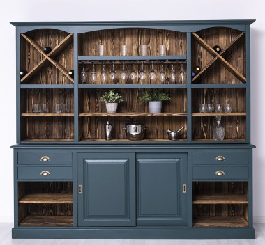 Mobilier de bar cu suport pentru pahare si sticle BAS + SUP de la Rustic Butique PS699BAS+SUP - Culoare Ext._P087 / Culoare Int._P064 - DUBLU COLOR