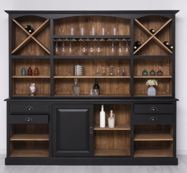 Mobilier de bar cu suport pentru pahare si sticle BAS + SUP de la Rustic Butique PS699BAS+SUP - Culoare Ext._P003 - Culoare Int._P001 - DUBLU COLOR