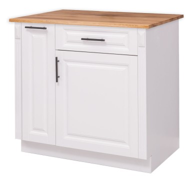 Corp inferior pentru bucatarie cu cos retractabil pentru condimente, o usa si un sertar cu blat stejar de la Rustic Butique PS768 - Culoare Top_P061 - Culoare Corp_P004 - DUBLU COLOR