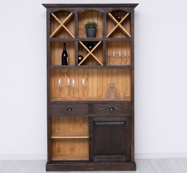 Mobilier de bar cu suport sticle-120 cm de la Rustic Butique PS697 - Culoare Ext._P085 / Culoare Int._P093 - PERIAT ADANC