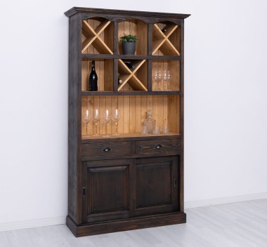 Mobilier de bar cu suport sticle-120 cm de la Rustic Butique PS697 - Culoare Ext._P085 / Culoare Int._P093 - PERIAT ADANC