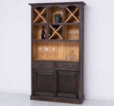 Mobilier de bar cu suport sticle-120 cm de la Rustic Butique PS697 - Culoare Ext._P085 / Culoare Int._P093 - PERIAT ADANC