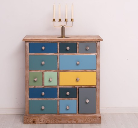 Comoda 13 sertare - Culoare Corp_P071 - Culoare Sertare_Multicolor - MULTICOLOR de la Rustic Butique OUTPS474 - Culoare Corp_P071 - Culoare Sertare_Multicolor - MULTICOLOR