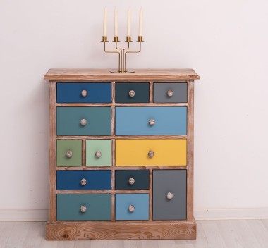 Comoda 13 sertare - Culoare Corp_P071 - Culoare Sertare_Multicolor - MULTICOLOR de la Rustic Butique OUTPS474 - Culoare Corp_P071 - Culoare Sertare_Multicolor - MULTICOLOR