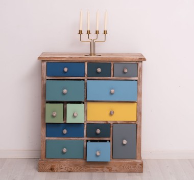 Comoda 13 sertare - Culoare Corp_P071 - Culoare Sertare_Multicolor - MULTICOLOR de la Rustic Butique OUTPS474 - Culoare Corp_P071 - Culoare Sertare_Multicolor - MULTICOLOR