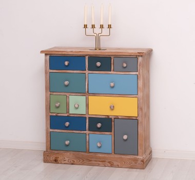 Comoda 13 sertare - Culoare Corp_P071 - Culoare Sertare_Multicolor - MULTICOLOR de la Rustic Butique OUTPS474 - Culoare Corp_P071 - Culoare Sertare_Multicolor - MULTICOLOR