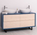 Mobila baie cu 4 sertare, 2 lavoare- neinclus in preti Slatted de la Rustic Butique PS760 - Culoare Corp_P045 - Culoare Sertare_P095 - DUBLU COLOR