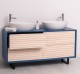 Mobila baie cu 4 sertare, 2 lavoare- neinclus in preti Slatted de la Rustic Butique PS760 - Culoare Corp_P045 - Culoare Sertare_P095 - DUBLU COLOR