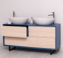 Mobila baie cu 4 sertare, 2 lavoare- neinclus in preti Slatted de la Rustic Butique PS760 - Culoare Corp_P045 - Culoare Sertare_P095 - DUBLU COLOR