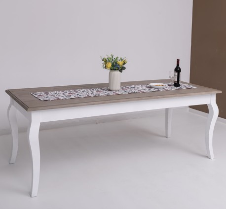 Masa dining cu picioare curbate 210x90x78cm de la Rustic Butique PS383 - Culoare Top_P037 - Culoare Corp_P030++P004A - TRIPLU COLOR