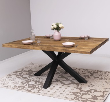 Masa dining cu picior central in X, lungime 210 de la Rustic Butique PS715 - Culoare Top_P064 - Culoare Corp_P003 - DUBLU COLOR