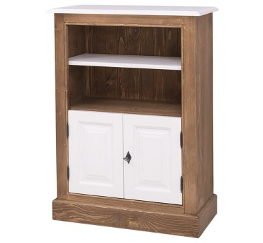 Biblioteca mica cu 2 usi, 1 polita de la Rustic Butique PS211 - Culoarea Corp_P001 - Culoarea Top/shelf/doors_P004 - DUBLU COLOR