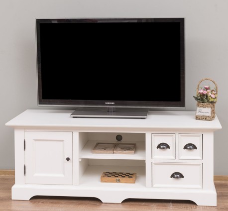 TV comode cu 1 usa si 3 sertare, cu dim. 146x50x54, din MDF de la Rustic Butique MPS038 - Coloarea_P039 - VOPSIT