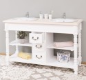 Dulap baie pentru 2 lavoare cu 3 sertare, picioare strunjite - lavoarele nu sunt incluse in pret de la Rustic Butique PS452  - Culoare Top_0 - Culoare Corp_P004A - VOPSIT ANTICHIZAT