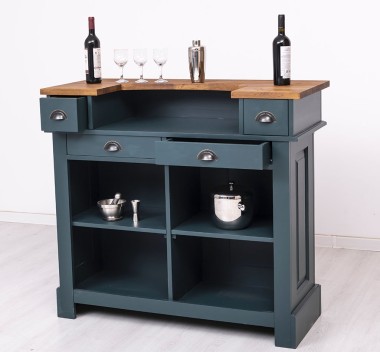 Bar mic 120cm, blat stejar de la Rustic Butique PS1003 - Culoare Top_P064 - Culoare Corp_P087 - DUBLU COLOR