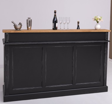 Bar cu 4 sertare, 4 compartimente deschise, blat stejar de la Rustic Butique PS578 - Culoare Top_P089 - Culoare Corp_P003A - DUBLU COLOR