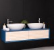 Mobila baie cu 2 sertare, 2 lavoare- neinclus in preti Slatted de la Rustic Butique PS757 - Culoare Corp_P045 - Culoare Sertare_P095 - DUBLU COLOR