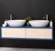 Mobila baie cu 2 sertare, 2 lavoare- neinclus in preti Slatted de la Rustic Butique PS757 - Culoare Corp_P045 - Culoare Sertare_P095 - DUBLU COLOR