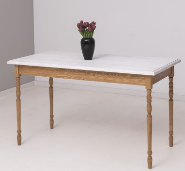Masa cu picioare strunjite, dim. 140x70x78 - Culoare Top_P080 - Culoare Corp_P001 - DUBLU COLOR de la Rustic Butique OUTPS660 - Culoare Top_P080 - Culoare Corp_P001 - DUBLU COLOR