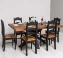 Masa dining din brad cu picior central in X , lungime 180 cu 6 scaune blat stejar - Culoare Top_P064 - Culoare Corp_P003 - DUBLU de la Rustic Butique OUTPS715 + 6 X PS203 - Culoare Top_P064 - Culoare Corp_P003 - DUBLU COLOR 