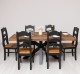 Masa dining din brad cu picior central in X , lungime 180 cu 6 scaune blat stejar - Culoare Top_P064 - Culoare Corp_P003 - DUBLU de la Rustic Butique OUTPS715 + 6 X PS203 - Culoare Top_P064 - Culoare Corp_P003 - DUBLU COLOR 