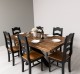 Masa dining din brad cu picior central in X , lungime 180 cu 6 scaune blat stejar - Culoare Top_P064 - Culoare Corp_P003 - DUBLU de la Rustic Butique OUTPS715 + 6 X PS203 - Culoare Top_P064 - Culoare Corp_P003 - DUBLU COLOR 