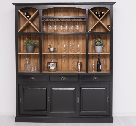 Mobilier de bar cu suport pentru pahare si sticle,180 cm de la Rustic Butique PS698 - Culoare Ext._P150 / Culoare Int._P001 - DUBLU COLOR