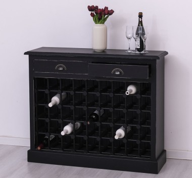 Suport sticle vin cu 2 sertare de la Rustic Butique PS656 - Culoare_P025++P003A - 2 STRATURI DE CULORI ANTICHIZAT