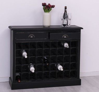 Suport sticle vin cu 2 sertare de la Rustic Butique PS656 - Culoare_P025++P003A - 2 STRATURI DE CULORI ANTICHIZAT