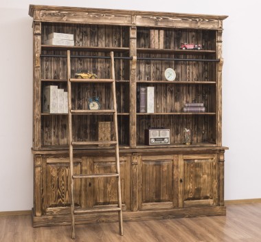Biblioteca mare cu 4 usi BAS + etajera dubla SUP, Colectia Directoire de la Rustic Butique PS72BAS + PS294SUP - Culoare_P064 - PERIAT ADANC