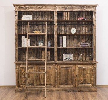Biblioteca mare cu 4 usi BAS + etajera dubla SUP, Colectia Directoire de la Rustic Butique PS72BAS + PS294SUP - Culoare_P064 - PERIAT ADANC