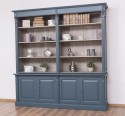 Biblioteca mare cu 4 usi BAS + etajera dubla SUP, Colectia Directoire de la Rustic Butique PS72BAS + PS297SUP - Culoare Ext._P051 / Culoare Int._P037 - DUBLU COLOR