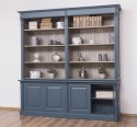 Biblioteca mare cu 4 usi BAS + etajera dubla SUP, Colectia Directoire de la Rustic Butique PS72BAS + PS297SUP - Culoare Ext._P051 / Culoare Int._P037 - DUBLU COLOR