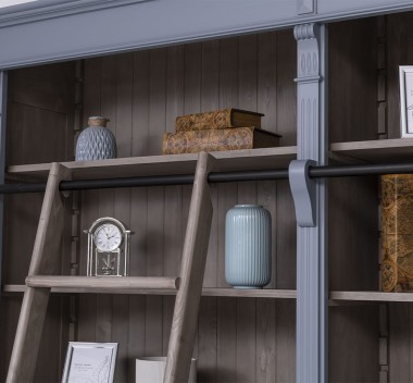 Biblioteca mare cu 4 usi BAS + etajera dubla SUP, Colectia Directoire de la Rustic Butique PS72BAS+PS294SUP - Culoare Ext._P042 - Culoare Int._P037 - DUBLU COLOR