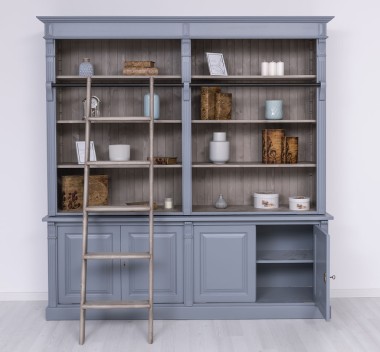 Biblioteca mare cu 4 usi BAS + etajera dubla SUP, Colectia Directoire de la Rustic Butique PS72BAS+PS294SUP - Culoare Ext._P042 - Culoare Int._P037 - DUBLU COLOR