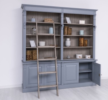 Biblioteca mare cu 4 usi BAS + etajera dubla SUP, Colectia Directoire de la Rustic Butique PS72BAS+PS294SUP - Culoare Ext._P042 - Culoare Int._P037 - DUBLU COLOR