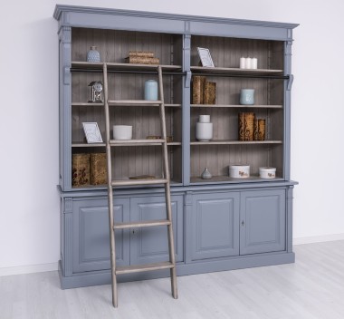 Biblioteca mare cu 4 usi BAS + etajera dubla SUP, Colectia Directoire de la Rustic Butique PS72BAS+PS294SUP - Culoare Ext._P042 - Culoare Int._P037 - DUBLU COLOR