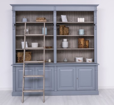Biblioteca mare cu 4 usi BAS + etajera dubla SUP, Colectia Directoire de la Rustic Butique PS72BAS+PS294SUP - Culoare Ext._P042 - Culoare Int._P037 - DUBLU COLOR